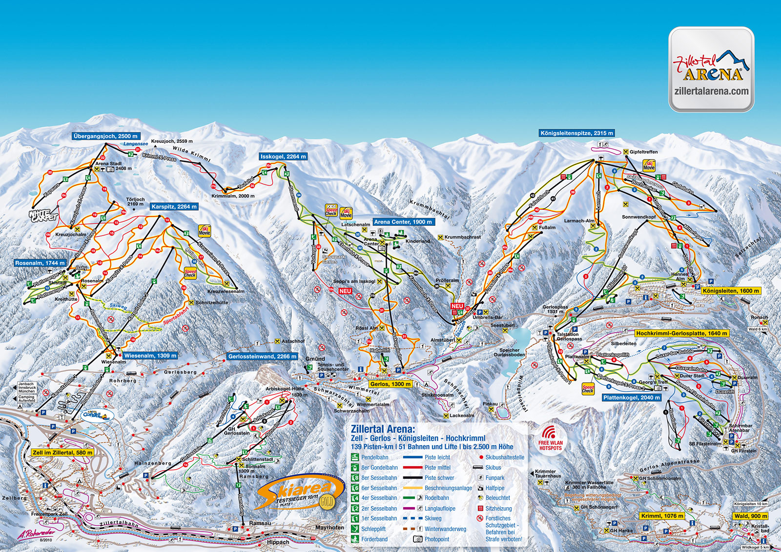 skiarea map gerlos zillertal arena